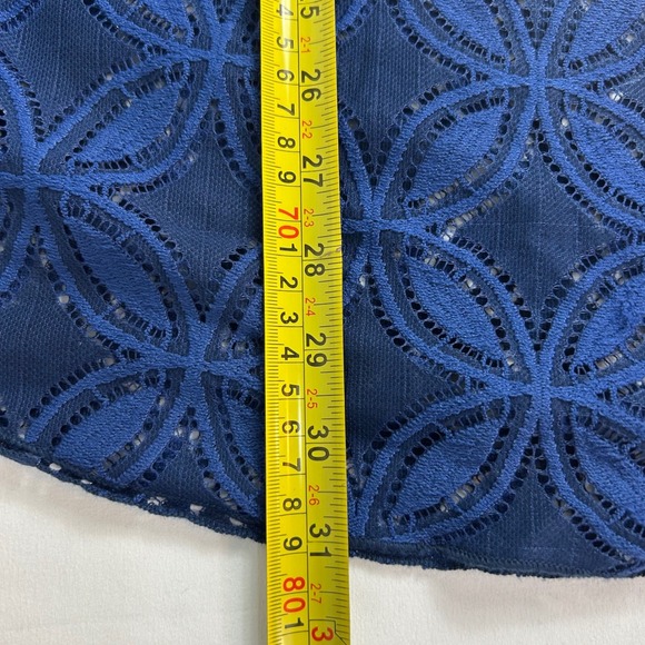 Trina Turk Cover-Up XS Blue Floral Crochet Hooded Swim Beach Resort Pool - Picture 8 of 14